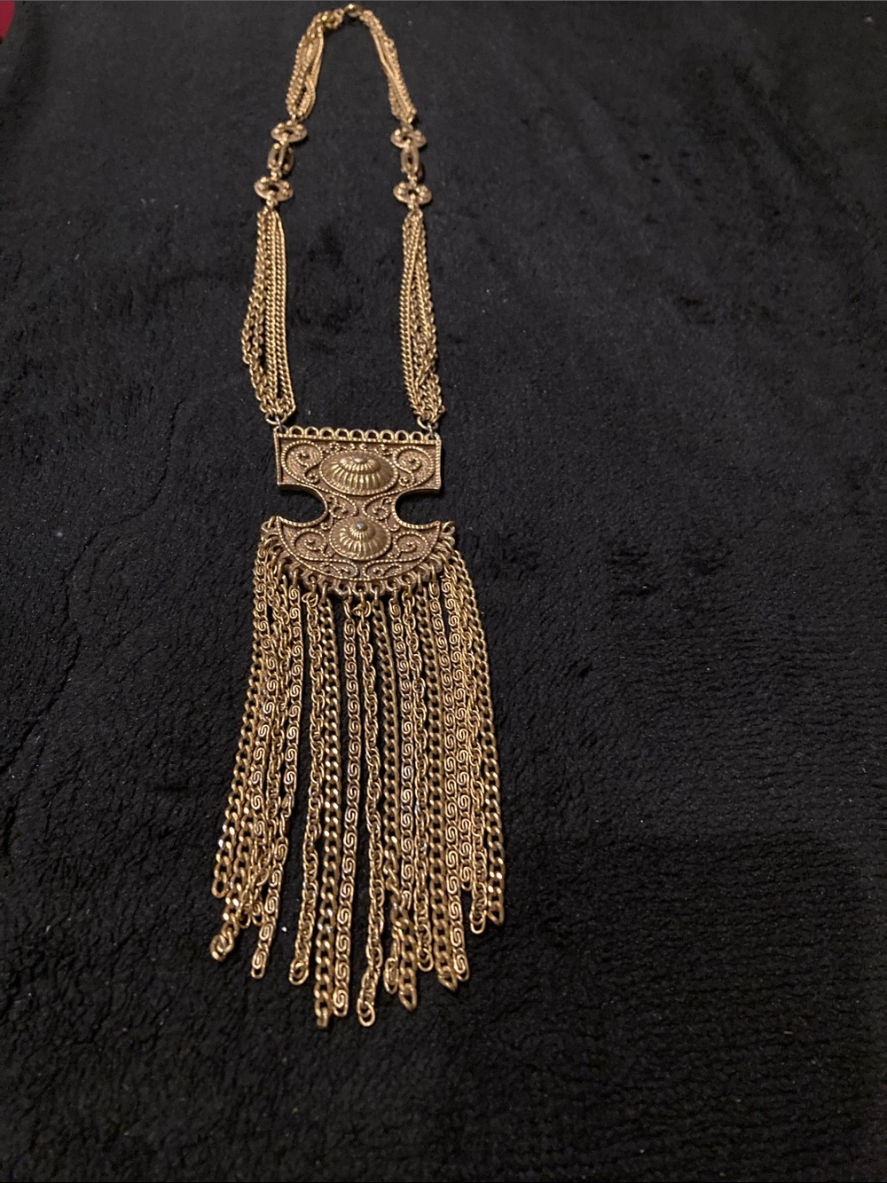 Vintage 1970’s goldette  Etruscan revival statement necklace
